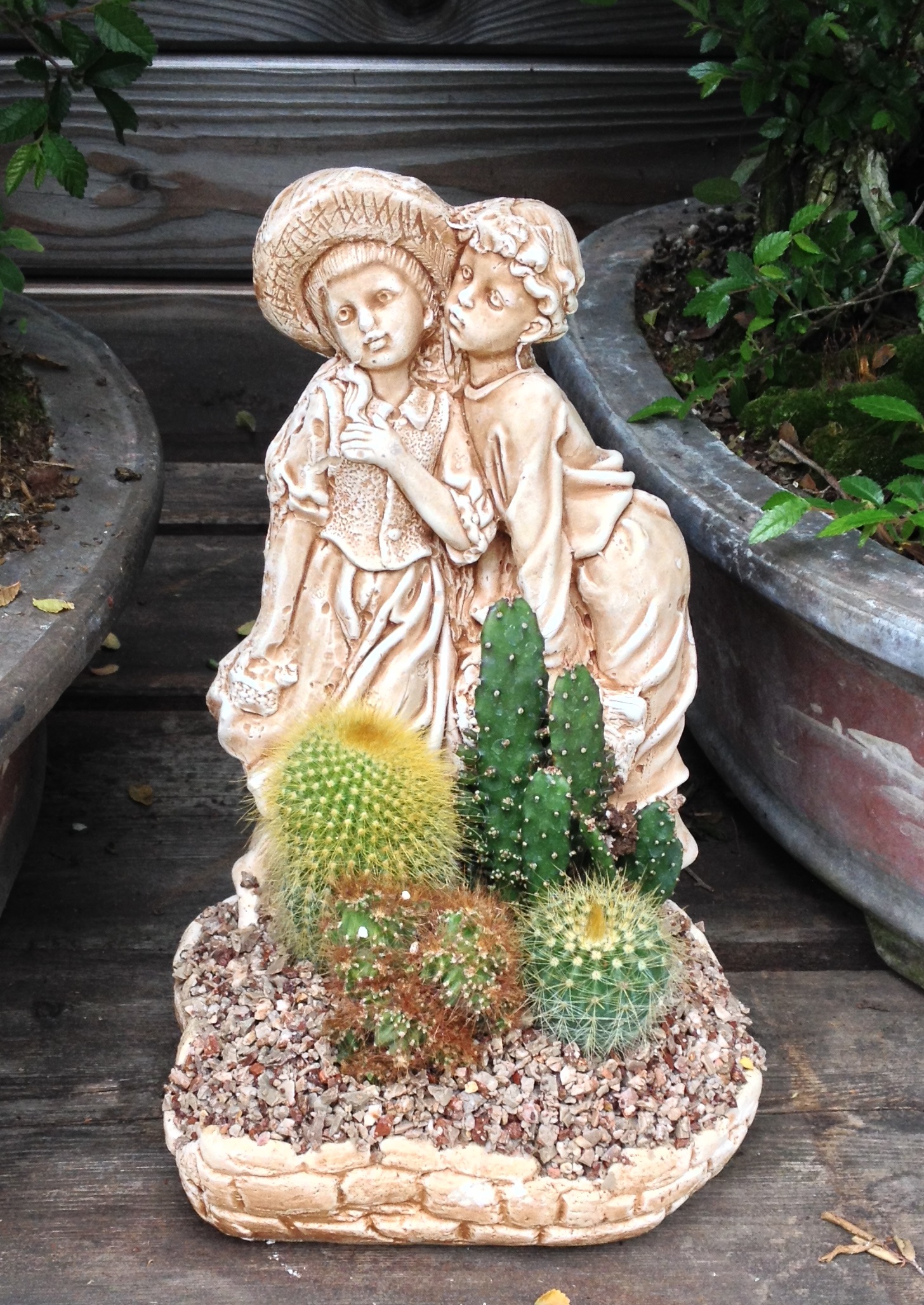 Statuetta coppietta con piante grasse